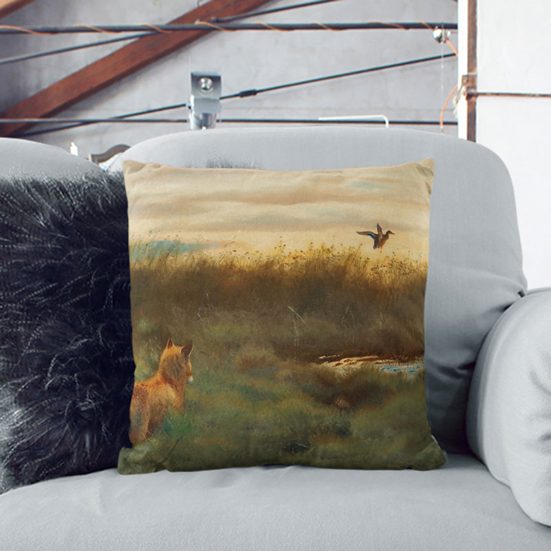 Fox and Duck Scatter Cushion, 40cm H x 40cm W x 15cm D
