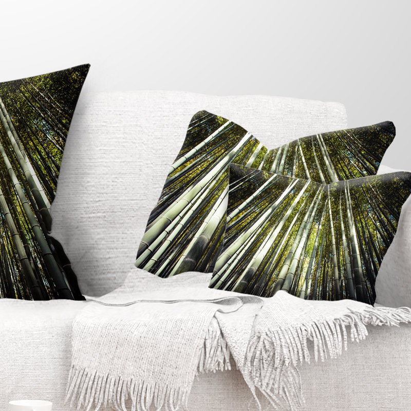 Long Bamboos in Bamboo Forest - Forest Printed Throw Pillow