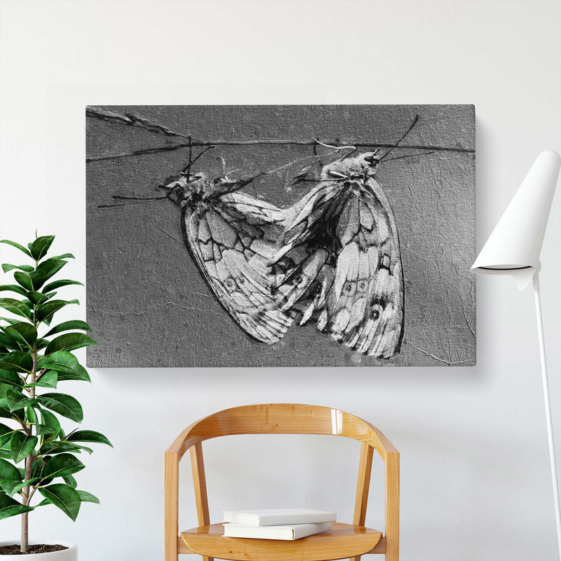 Two Butterflies - Wrapped Canvas, 50cm H x 76cm W x 3cm D