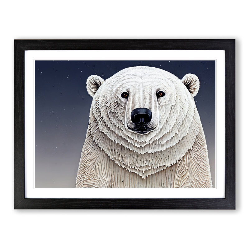 XH1022-8665X Super Polar Bear - Single Picture Frame Print, 46cm H x 64cm W x 2cm D, Black