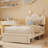 Twin Upholstered LED Bed Frame With Storage Drawers Girls Bed With Flower Headboard-114655499-114655498