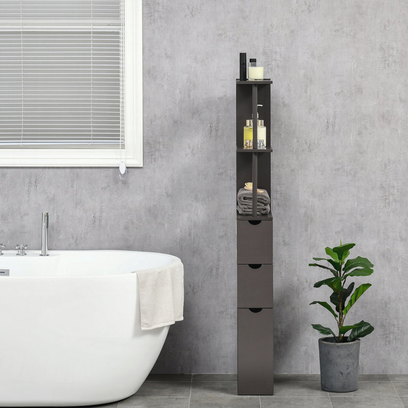 Grande armoire de rangement pour salle de bain, Brun