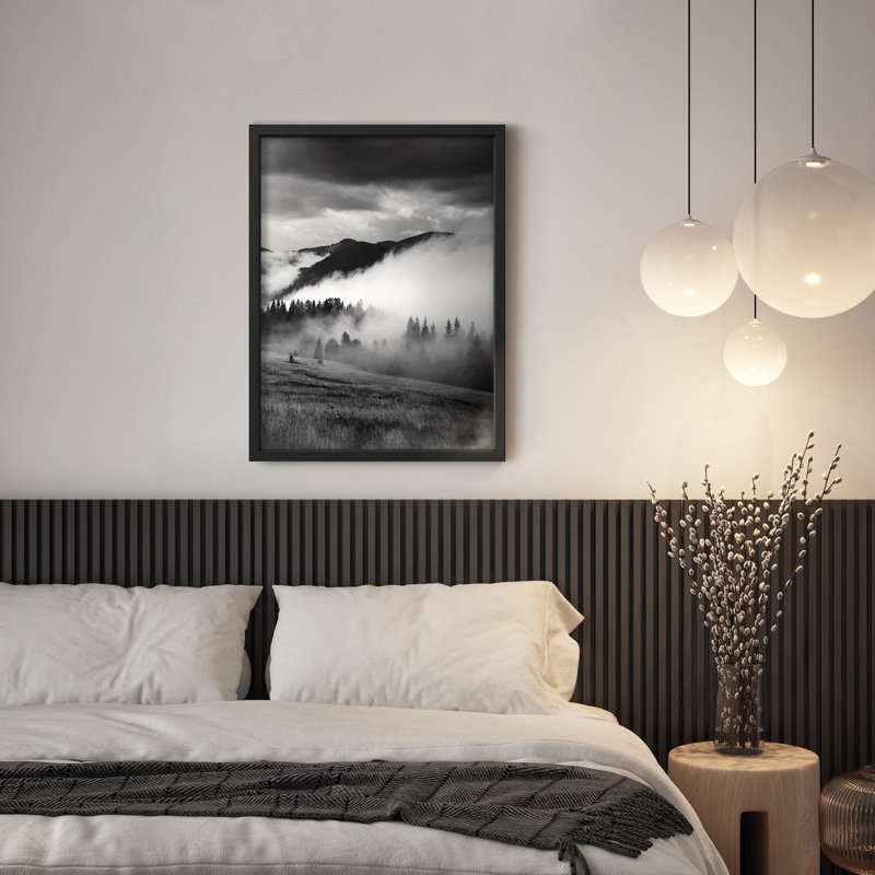 Petit paysage de montagne brumeux, Noir, H 14 po x l 11 po