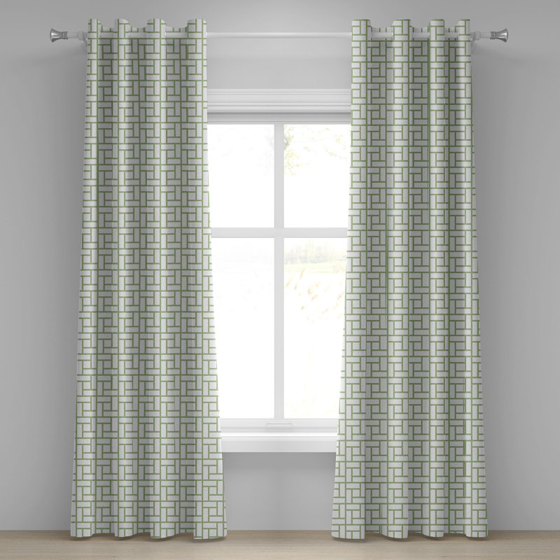 Rideau à œillets 2 panneaux Red Barrel Studio®, 50 po x 96 po, vert pistache blanc, L 50 po x L 108 po