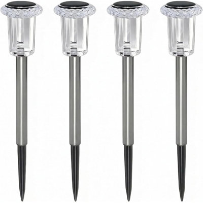 Solar Pathway Lights Outdoor, 13 Inch 4 Pack, Crystal Lens Solar Stake Lights With Starburst Pattern, Ip65 Waterproof Garden Lights For Walkway Path Yard Patio Landscape