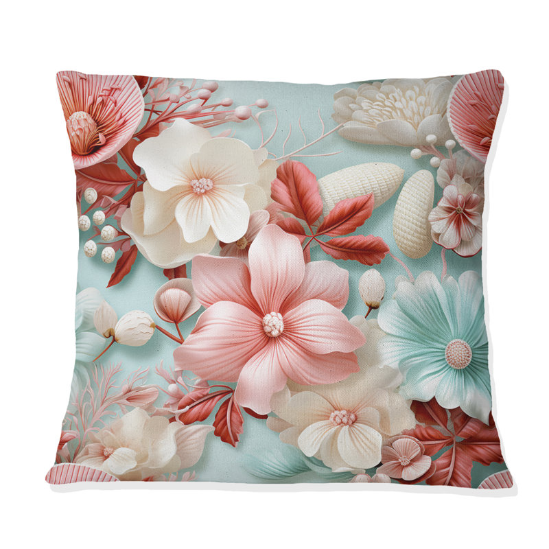 Seashell Whispers Tropical Pattern - Coastal Printed Throw Pillow, 18"H x 18"W
