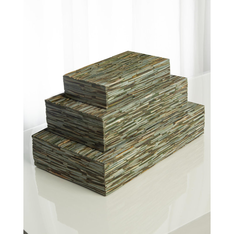 Chiseled Bone Box-Forest, 9"L x 5"W x 2.25"H
