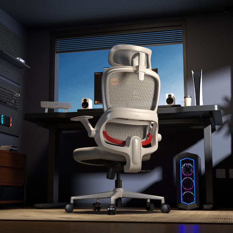 Office Chair, Light Grey, White