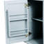Îlot de cuisine avec structure de support en métal, 5 roulettes, 3 tiroirs, abattant, gris et bleu-2072620288