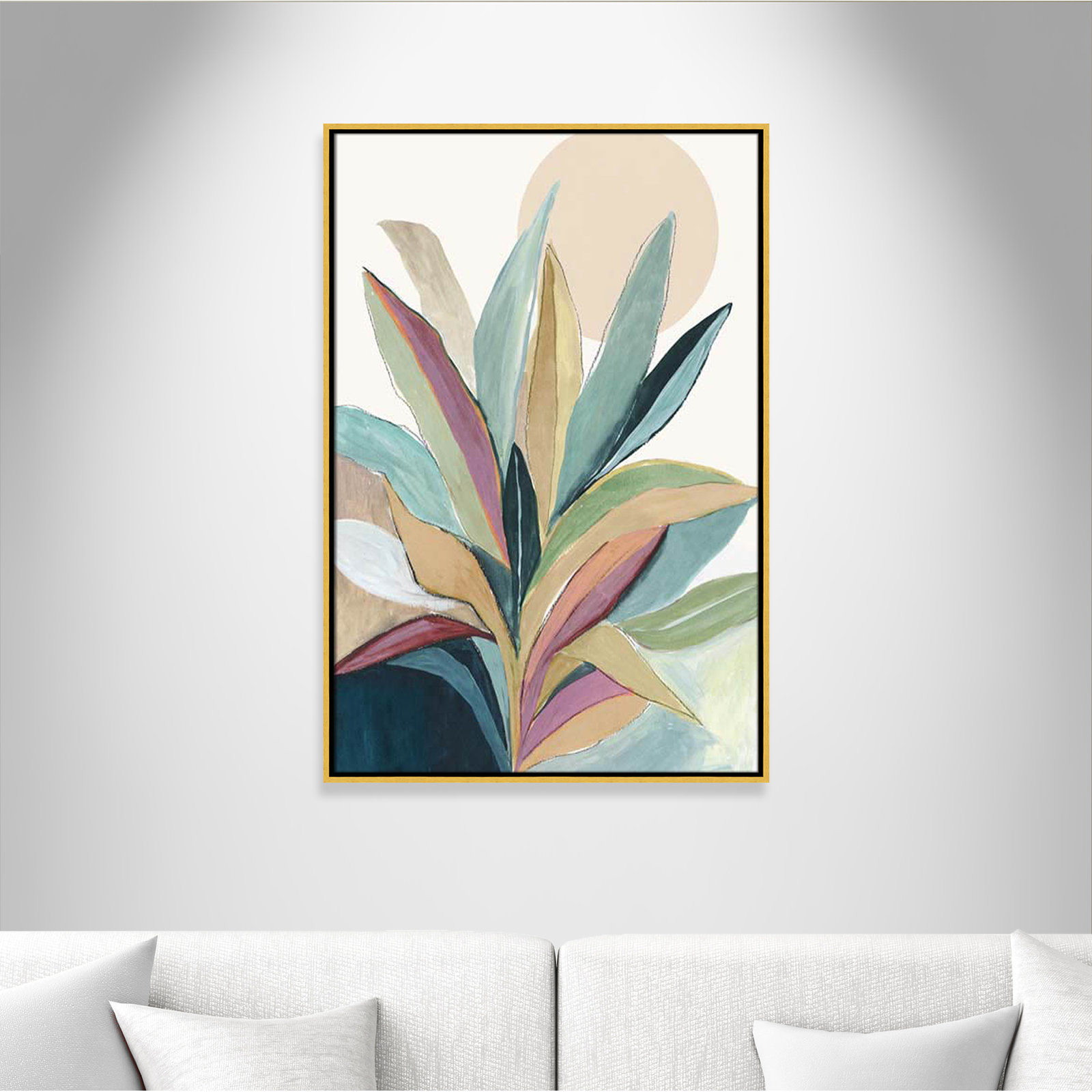 Byer "Sunny Bright Leaves I" Print by Asia Jensen, Gold Floater Framed, No Mat, 37.5" H x 25.5" W x 2" D