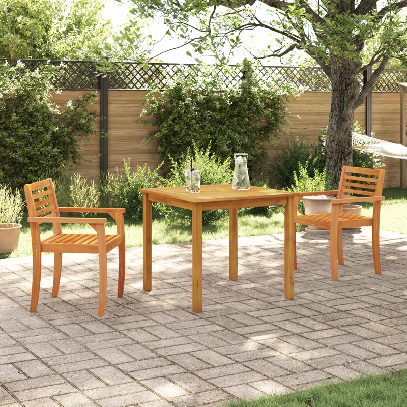 2 - Person Solid Wood Patio Dining Set Square Table