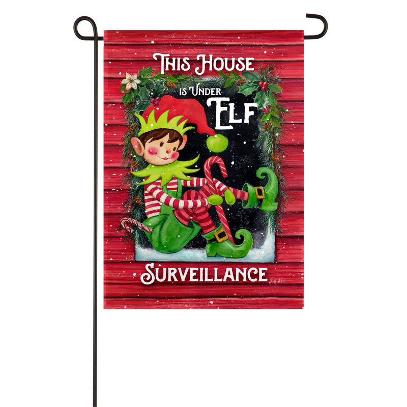 Drapeau de jardin 2 côtés en polyester 10 x 6 à surveillance elf