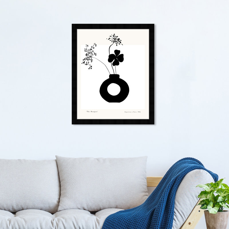 «Black and White Flower in a Vase» par Joss & Main - reproduction de cadre photo, Noir, H 22 po x l 18 po