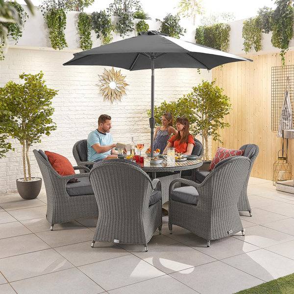 Dakota Fields Odine Round 6 - Person 135cm Long Dining Set with ...