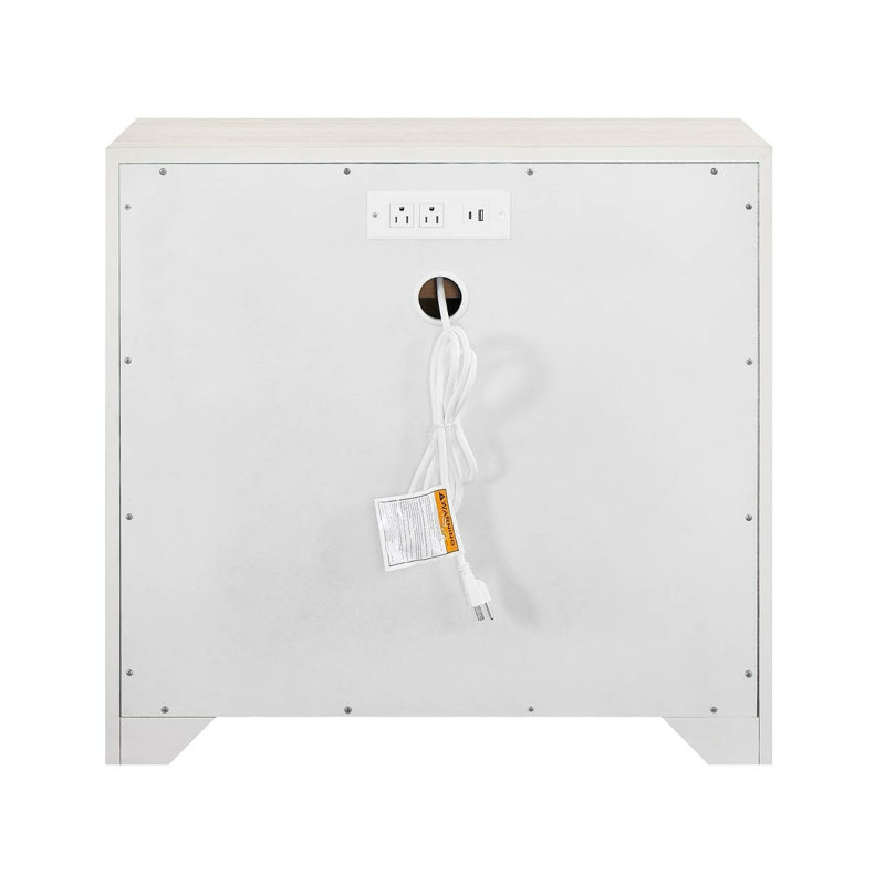 Modern Veil Veil/Mist Two-Tone Soft Close Nightstand, Beige