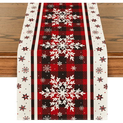 Chemin de table de Noël Artoid Mode Flocons de neige, 33 x 183 cm, décoration de table hivernale, chemin de table saisonnier pour la maison, la cuisine et les fêtes