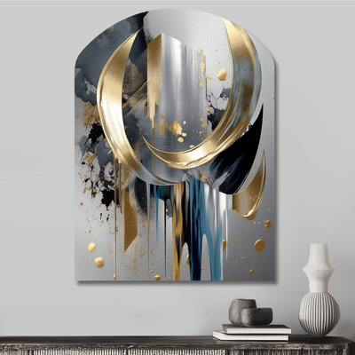 Hiltz - Asymmetrical Abstract Marble Metal Wall Art, Arch Metal Wall Sculpture Print