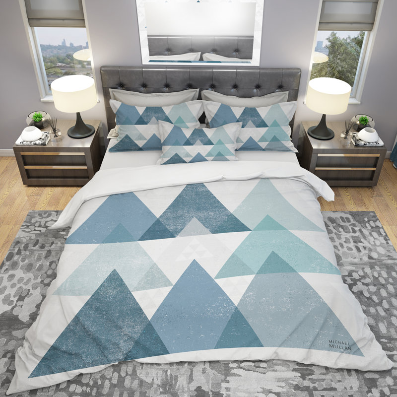 Ensemble de housse de couette géométrique - Triangles minimaux IV, Housse de couette très grand + 2 taies décoratives