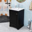 Meuble-lavabo de salle de bain avec lavabo en céramique, tablette réglable et armoire à fermeture en douceur-2073673868