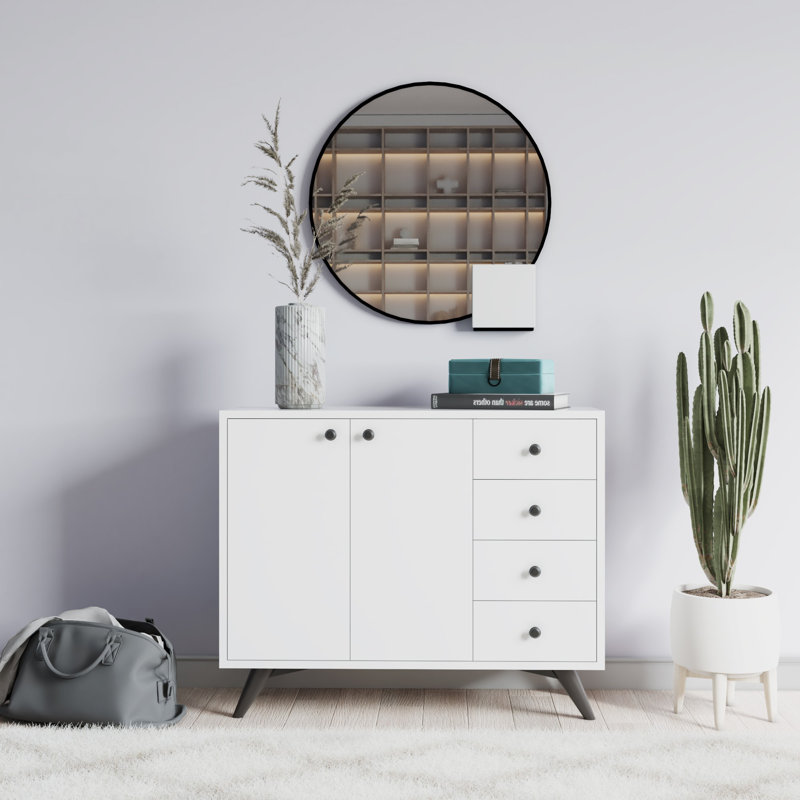Buffet 4 tiroirs 39,3 po de largeur, Blanc
