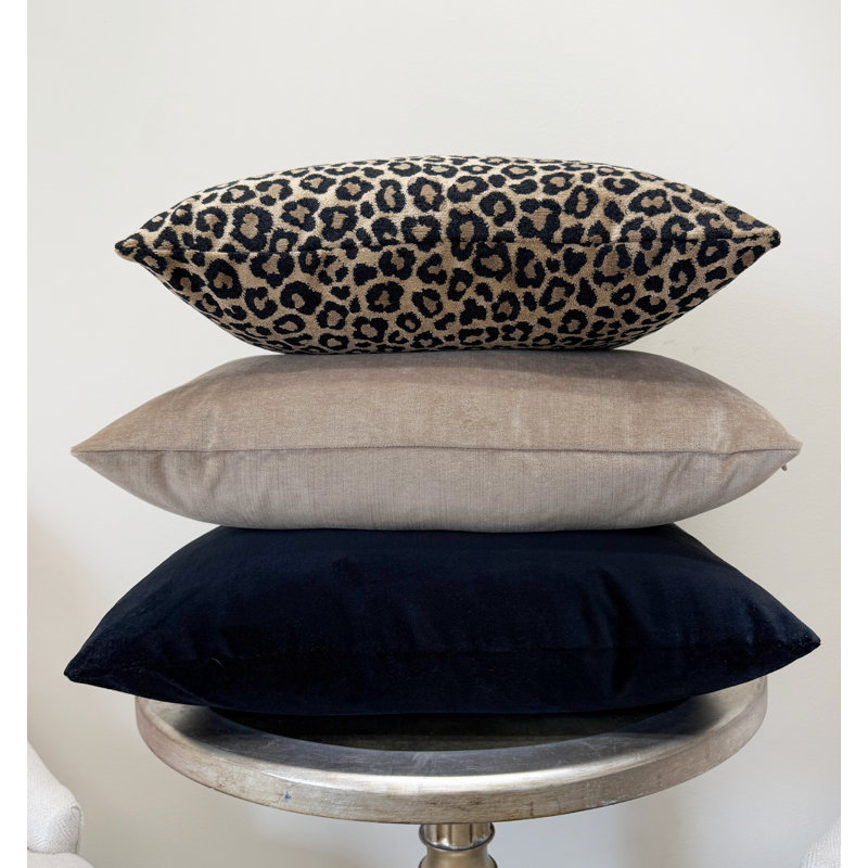 Housse de coussin lombaire en velours Leopard, Rectangle H 14 po x l 20 po, Imprimé animal noir
