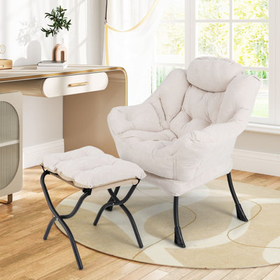 Upholstered With Footstool Lounge Chair