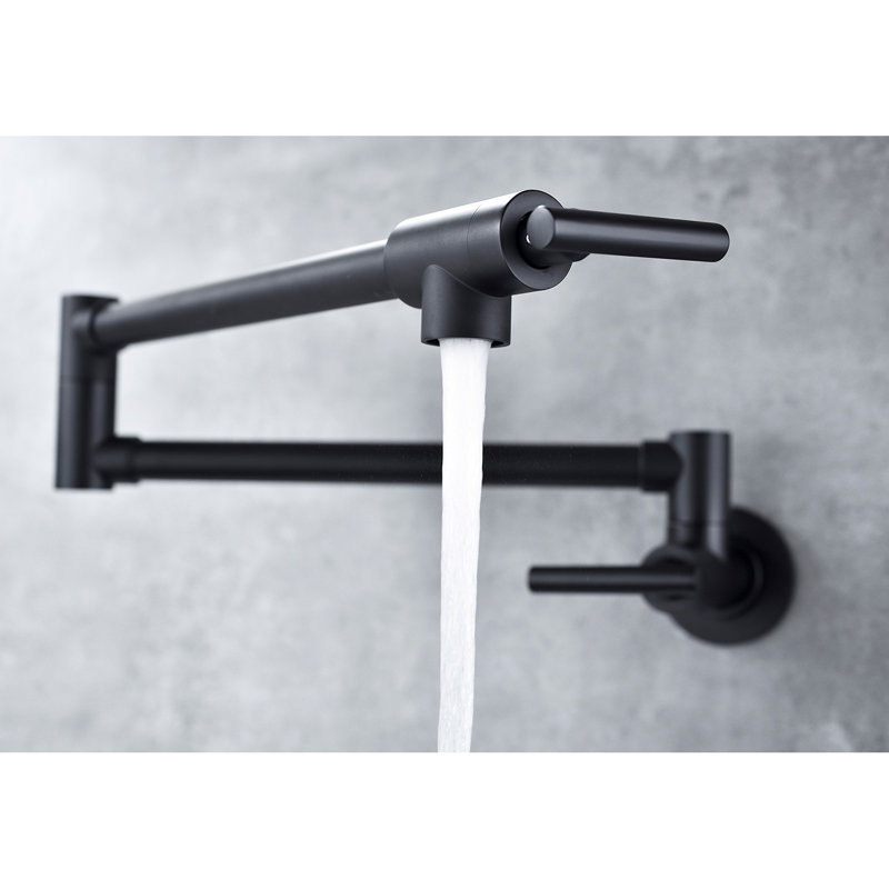 Wall Mount Folding Pot Filler Faucet, 360 Rotation, Brass, , Double Handles For Superior Water Management, Corrosion Surface Filler, Finish, To Control Flow,