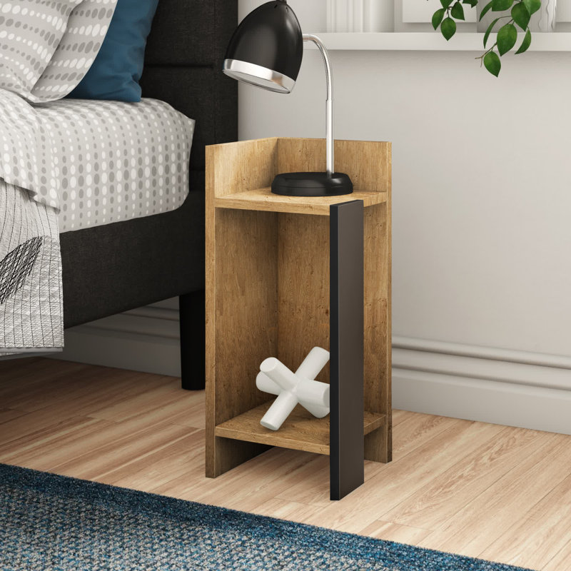 Lochlan Modern Compact Nightstand Bedside Table 25 x 27 x 60cm  Bedroom Furniture, Light Mocha, Left Orientation