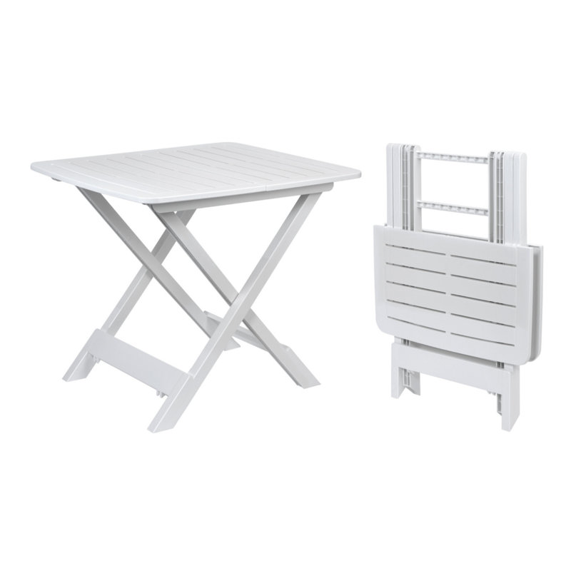 Aji Folding Plastic Garden Table, White, 50cm H x 45cm W x 45cm D