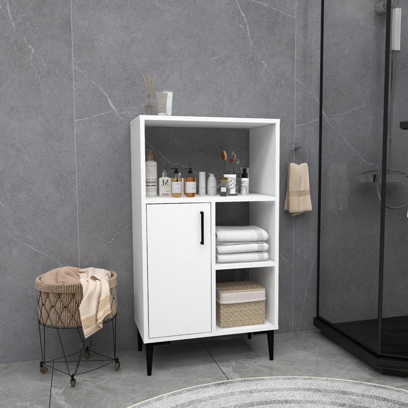 Armoire polyvalente moderne, blanche, 23,6 po x 42,7 po x 13,8 po | 100% panneau de particules enduit de mélamine, épaisseur: 0,7 pouce | Rangement supplémentaire avec de nombreuses tablettes, conception murale pour la maison et le bureau