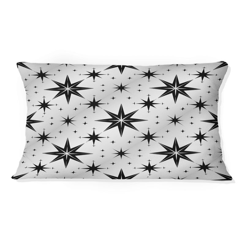 Coussin lombaire noir avec étoiles blanches II