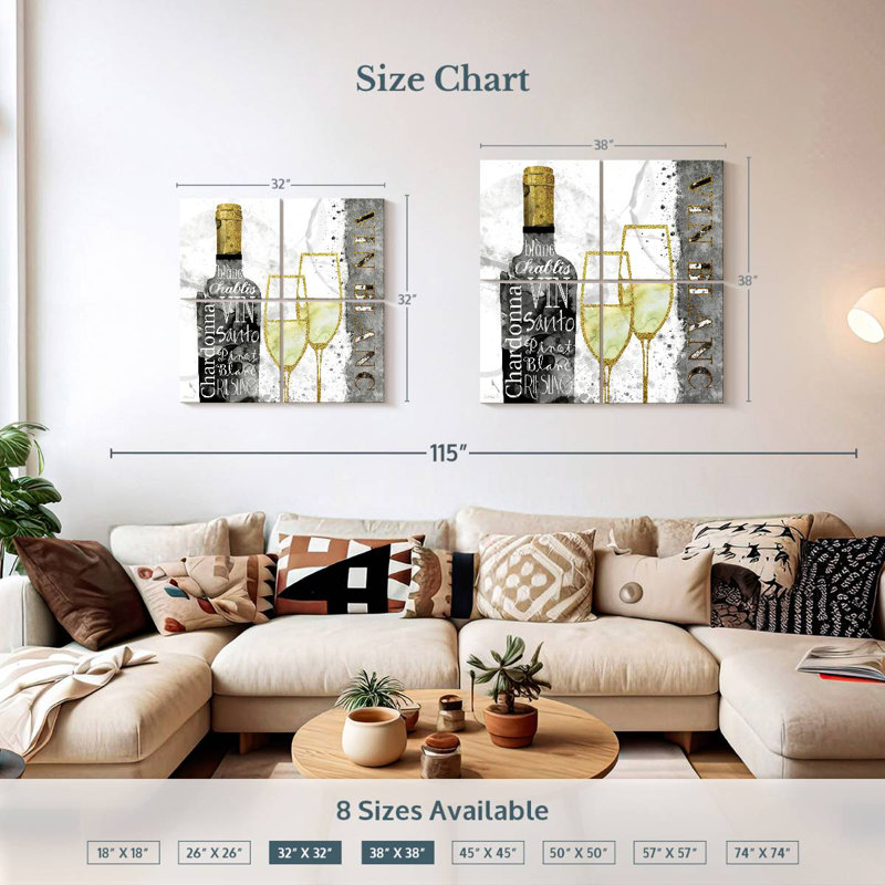 Yarlin Glam White Wine, 32" H x 32" W