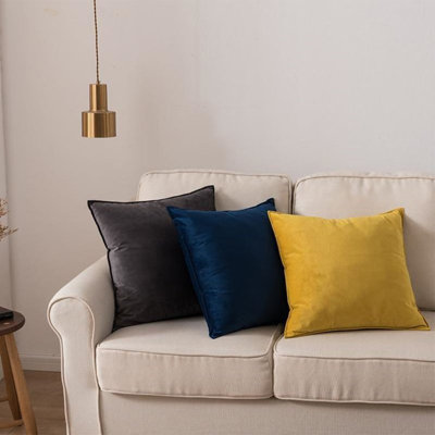 Set of 3 miss and match of yellow, Gray and Navy colors Throw Pillow covers AND Inserts size 20"x20"