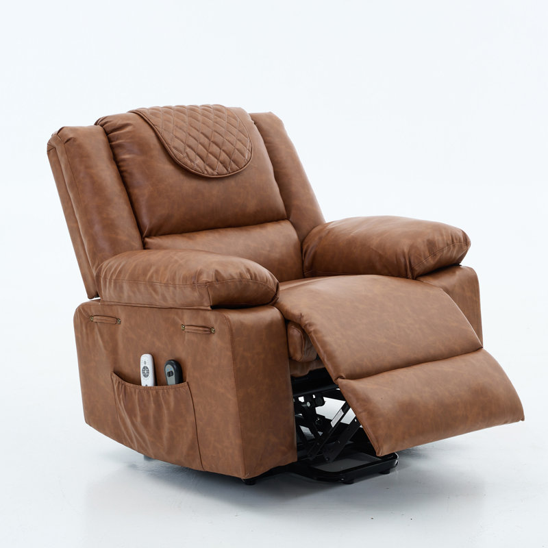 Fauteuil inclinable chauffant et massant télécommandé, Brun