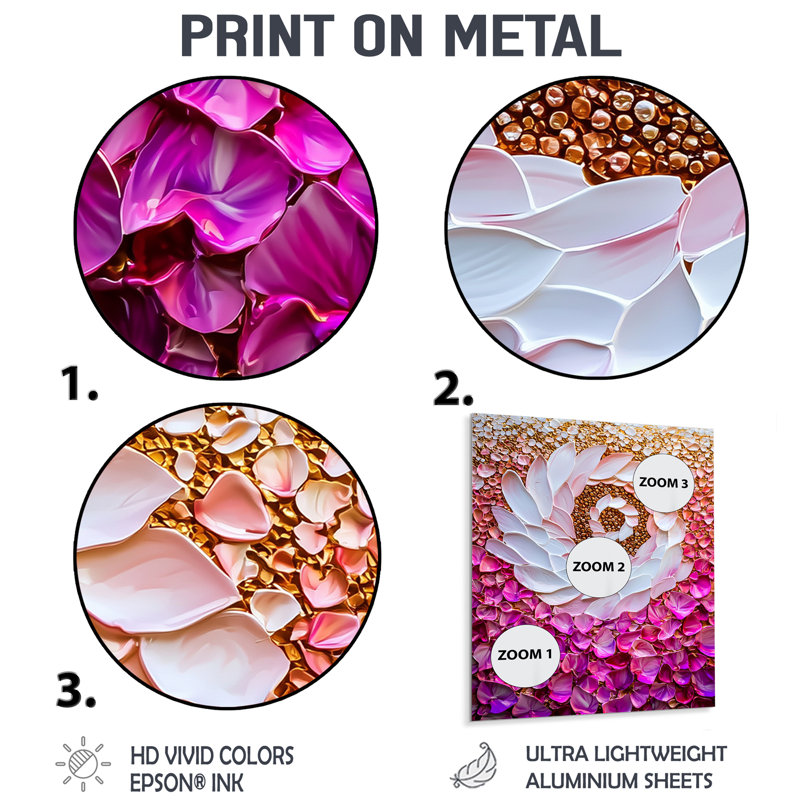 Luminous spirale de glamour mauve I - décoration murale abstraite spirales en métal, impression moderne sur métal