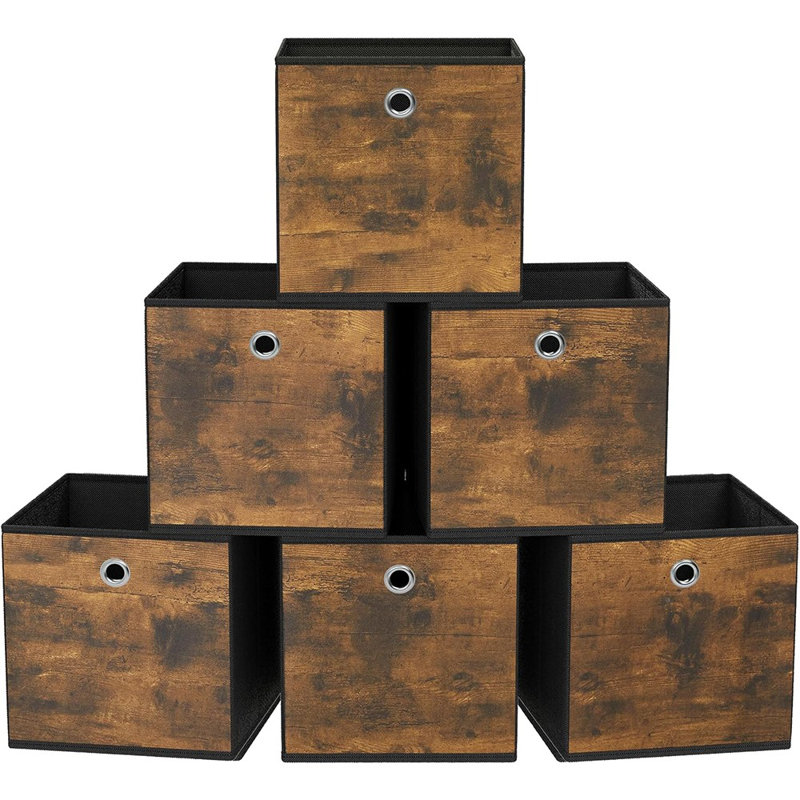 Foldable Fabric Storage Cubes With Handles Rustic Brown