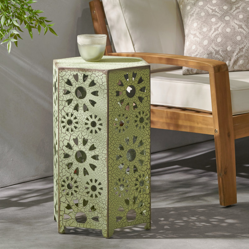 Table d'appoint 14 po avec motif de découpes de soleil, Vert