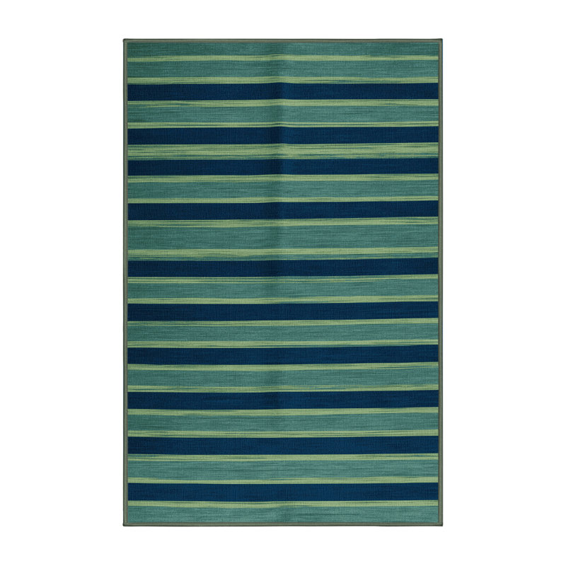 Tapis vert à rayures horizontales lavable à la machine, Rectangle 4pi x 6 pi