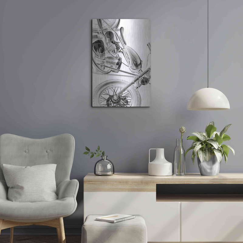 Inverted Vintage Motorcycle I' by Ethan Harper, Metal Wall Art, 16"x24", 16" H x 12" W