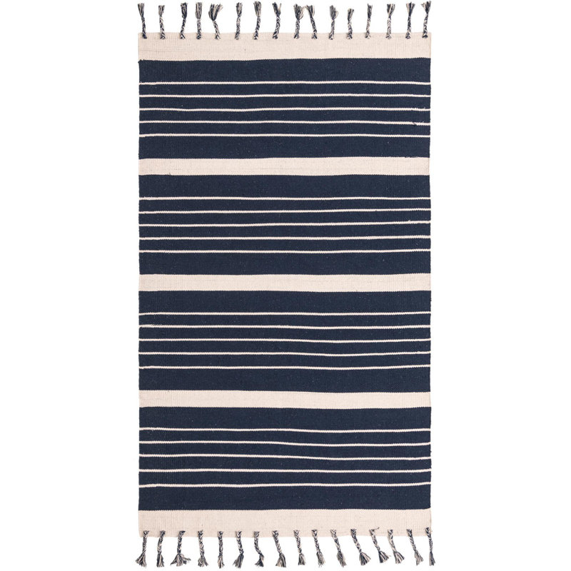 Gwin Cotton Striped Indoor Rug, Rectangle 5' x 8'