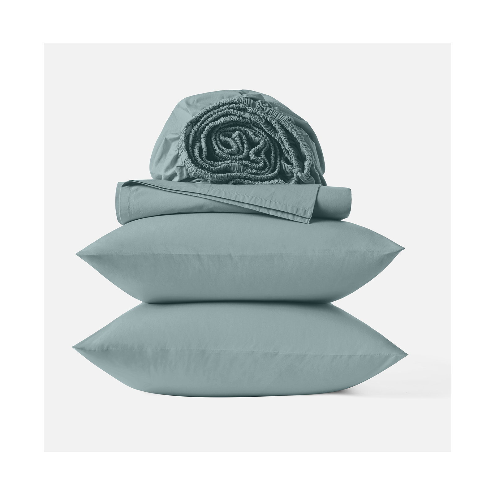 Refined Organic Percale Sheet Set, Queen Sheet Set with 2 Pillowcases, Pacific Blue