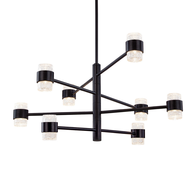 8 - Light Aluminium Dimmable LED Sputnik Modern Linear Chandelier