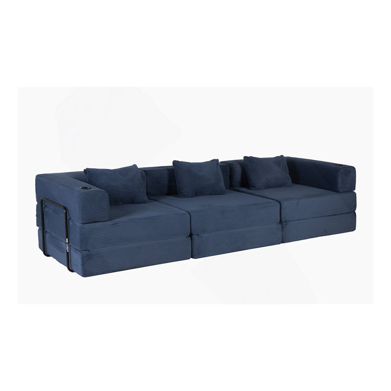 Canapé-lit convertible à plancher à compression avec structure fixe, modulaire désossé, sans assemblage, idéal pour les espaces polyvalents