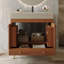 Meuble-lavabo autoportant avec comptoir en faux marbre et lavabo en céramique, armoire de rangement à double porte de 30 po, bois d'ingénierie imperméable, pieds dorés