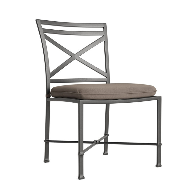 Venetian Outdoor Dining Side Chair, Fusion Clay, Textured Pewter, Brown