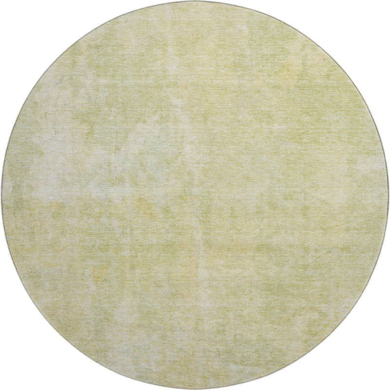 Premium Machine Washable Cerrito AMF573 Gold Rug, Round 8'