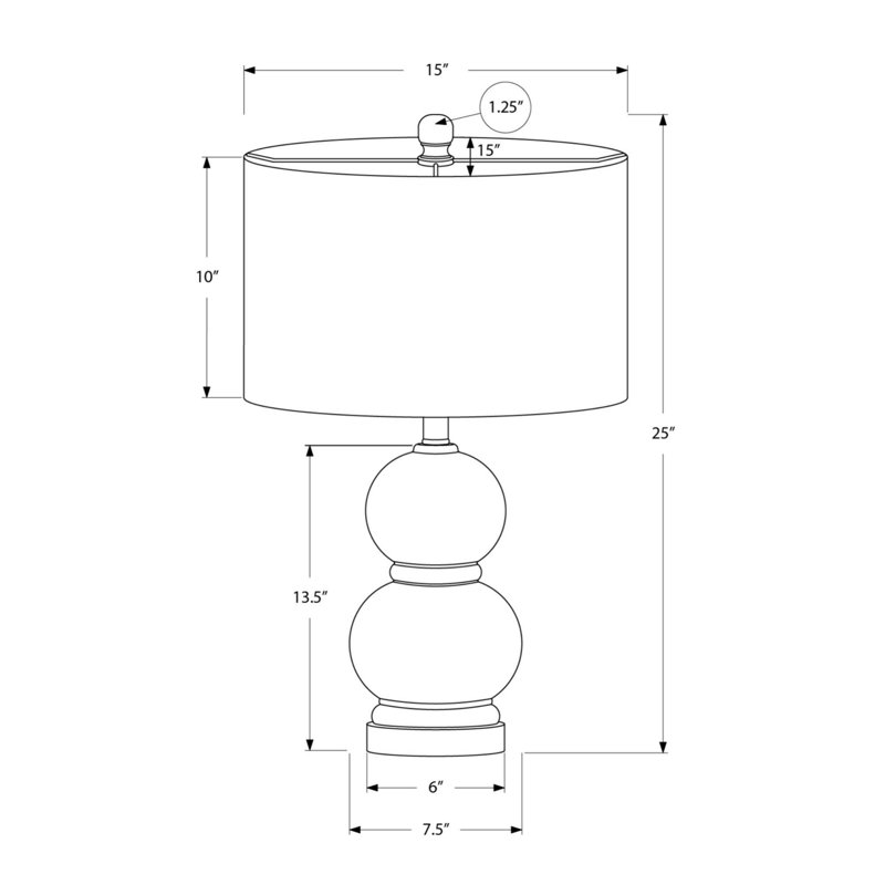 Lampe de table Dyno, verre rond double, abat-jour tambour blanc, Bleu