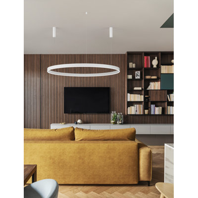 1 - Light White LED Waggon Wheel Pendant
