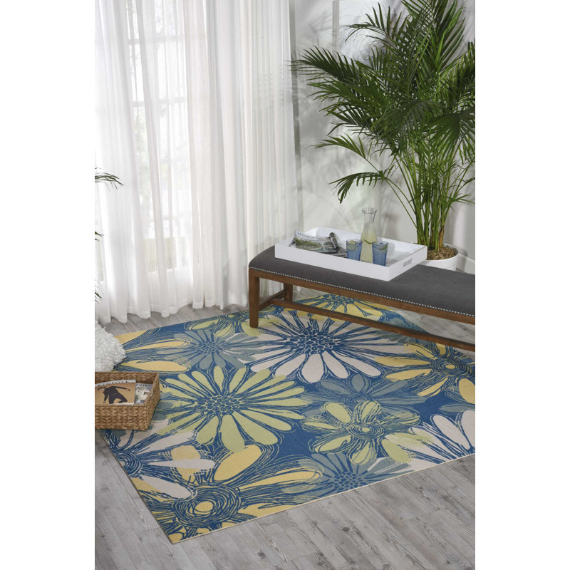 Yvona Floral Indoor / Outdoor Rug, Rectangle 10' x 13'