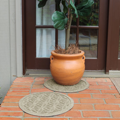 WaterHog® Flower Of Life 17 in. Round Indoor Outdoor Plant Trivet Set/2